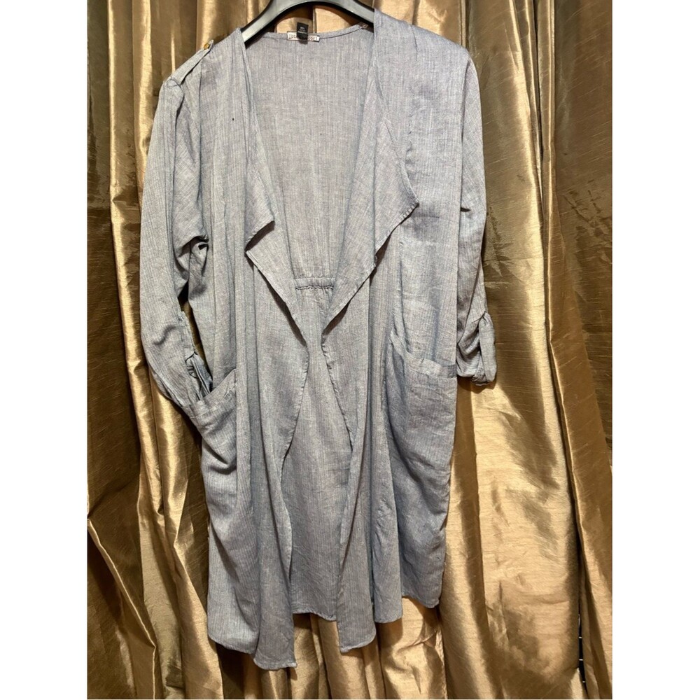 100% Cotton Light Blue Thin Open Front Women's Cardigan 19↔️31↕️ #1820